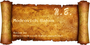 Modrovich Baksa névjegykártya